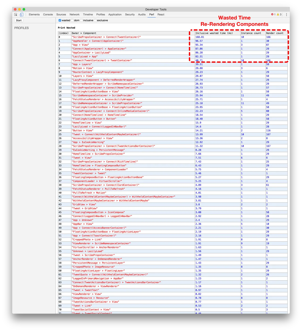 without batching performance trace